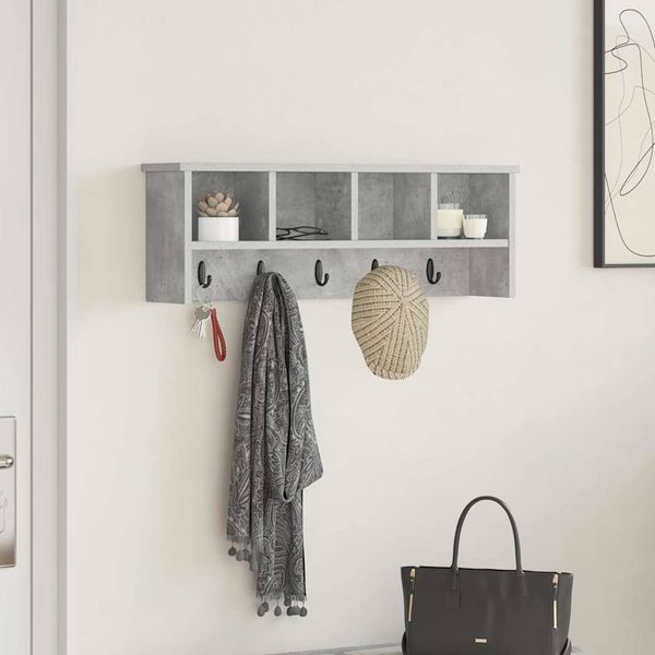 Wandmontierter nachttisch, Wandregal mit Regal Beton Grau 75 x 16 x 26 cm