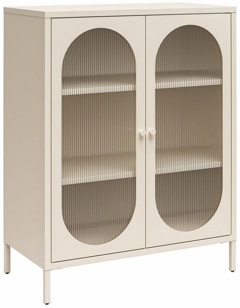 loft24 Highboard Luna, Anrichte aus Metall mit 2 Glastüren