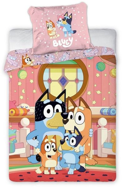 Bluey Familie Baby Bettwäsche Set 2 tlg. 100x135 cm 40x60cm Baumwolle