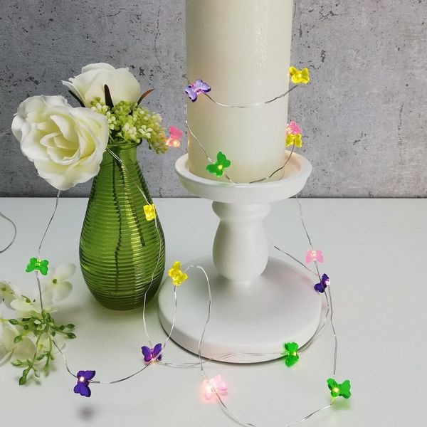 MARELIDA LED-Lichterkette LED Drahtlichterkette Schmetterling 20 warmweiße LED Batteriebetrieb, 20-flammig