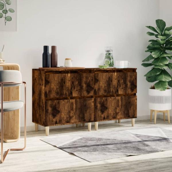 vidaXL Sideboards 2 Stk. Räuchereiche 60x35x70 cm Holzwerkstoff 3185756