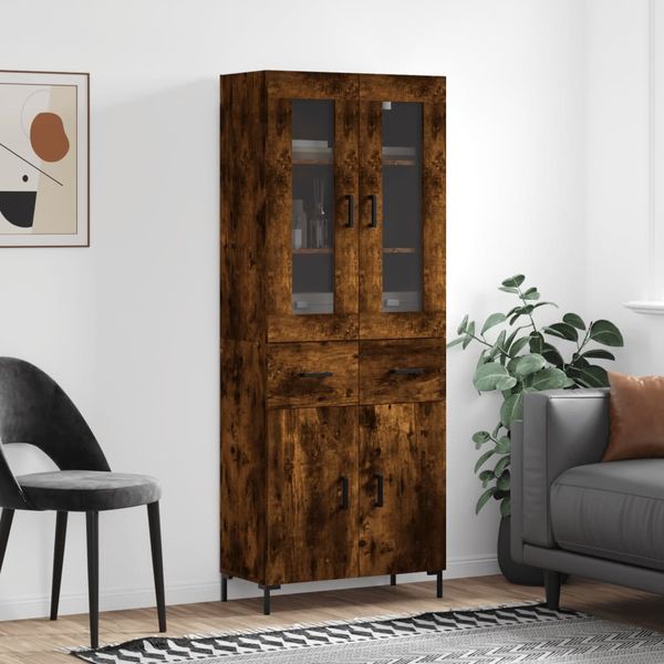 vidaXL Highboard Räuchereiche 69,5x34x180 cm Holzwerkstoff 3198534