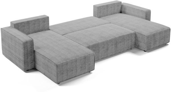 AX LIVING Aydin Sofa Wohnlandschaft mit Schlaffunktion U Form Hellgrau Bild 4