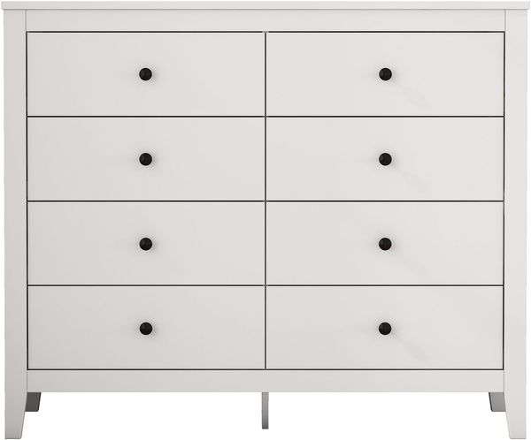 OTTO home Schubkastenkommode Borkum Sideboard Anrichte mit 6 Schubladen Landhaus weiß (schwarze Griffe aus Metall), Kommode Schrank Wäscheschrank mit 8 Schubladen