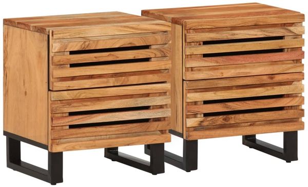 vidaXL Nachttische 2 Stk. 40x34x46 cm Massivholz Akazie 377429