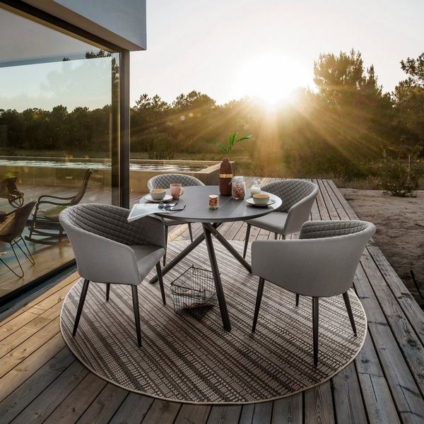 Destiny Garten-Essgruppe MODENA BARLETTA, (5-tlg, 4x Sessel, 1x Tisch), Aluminium, Olefin, HPL