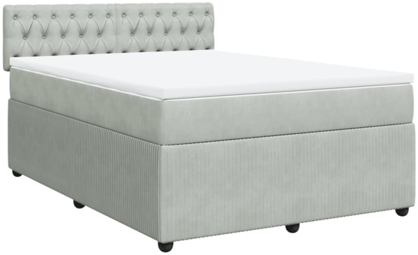 vidaXL Boxspringbett mit Matratze Hellgrau 140x190 cm Samt 3287740