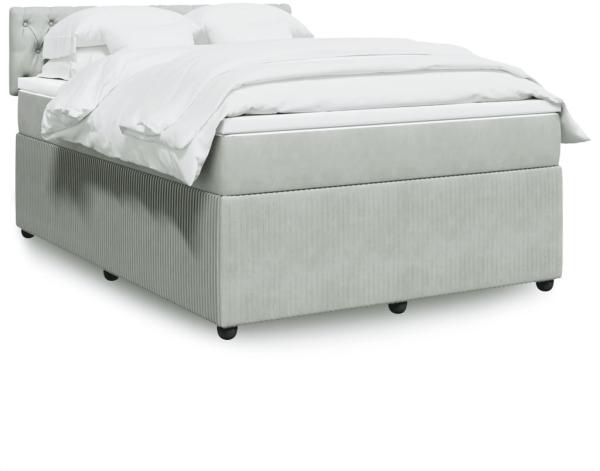 vidaXL Boxspringbett mit Matratze Hellgrau 140x190 cm Samt 3287740