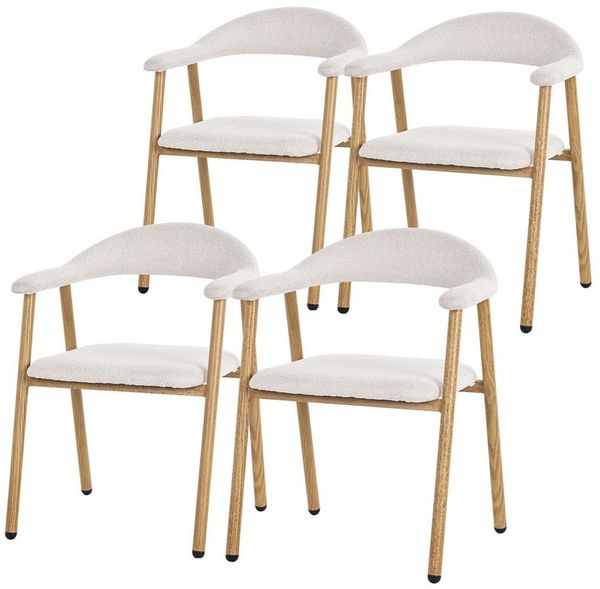 ML-DESIGN Polsterstuhl Esszimmerstühle mit Armlehne & Rückenlehne Ergonomische moderne Design (4 St), Armlehnstuhl mit Metallbeine 4er Set Beige Lounge Sessel bis 120 kg