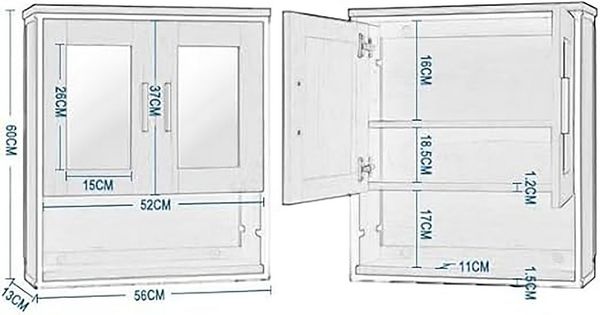 EUGAD Badmöbel-Set, (3-St), Badschrank mit 2 Spiegeln, Beistellschrank mit 4 Schubladen