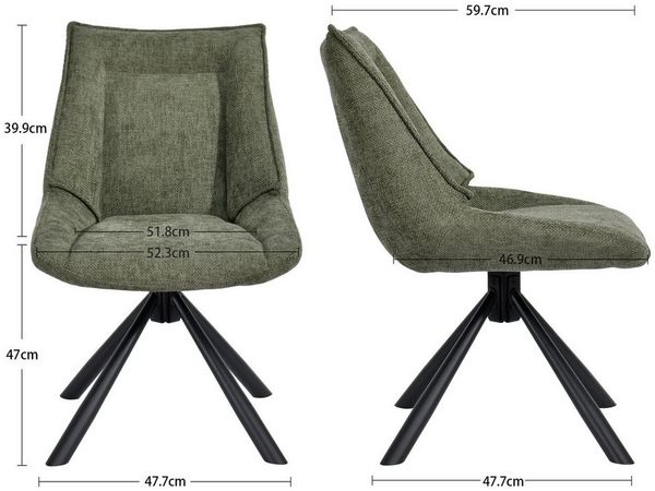Duhome Esszimmerstuhl (8626A), 180° drehbar, Automatische Rückstellfunktion, Chenille-Stoff