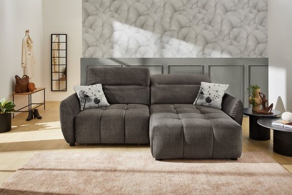 Jockenhöfer Gruppe Ecksofa Zoom L-Form, B: 263 cm, mit 60 cm elektr. Sitztiefenverstellung, 140kg Belastbarkeit, USB-Anschluss, Kopfteilverstellung & Zierkissen