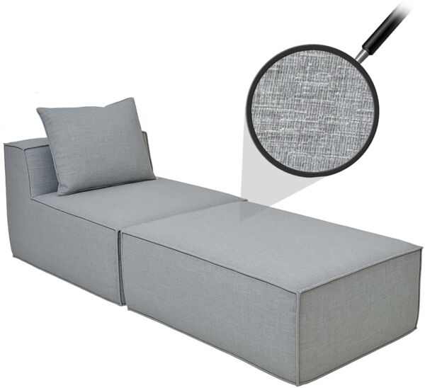 Chaiselongue/Zubehör für Sofa HWC-O54, Sessel Ottomane Recamiere, Stoff/Textil (300g/m²) 63x75x194cm ~ hellgrau