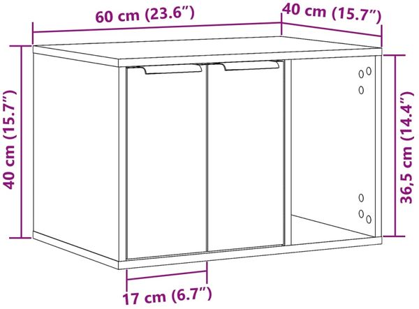vidaXL Katzenklo Grau Sonoma 60x40x40 cm Holzwerkstoff 857729 Bild 11