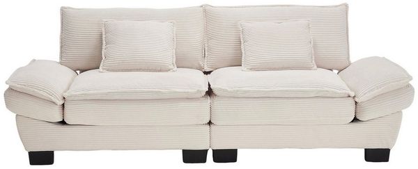 KLAM HOME Sofa 2-Sitzer Doppelsofa Loungesofa aus Cordstoff mit Relaxfunktion, Stabiler Holzrahmen, Weich, Bequem, Funktional & Platzsparend, ideal für Wohnzimmer & Schlafzimmer & Büro