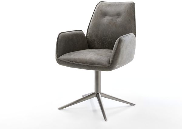 Drehstuhl Zoa-Flex Mikrofaser Grau Antik Fußkreuz Graphit 360° drehbar Wippfunktion Taschenfederkern