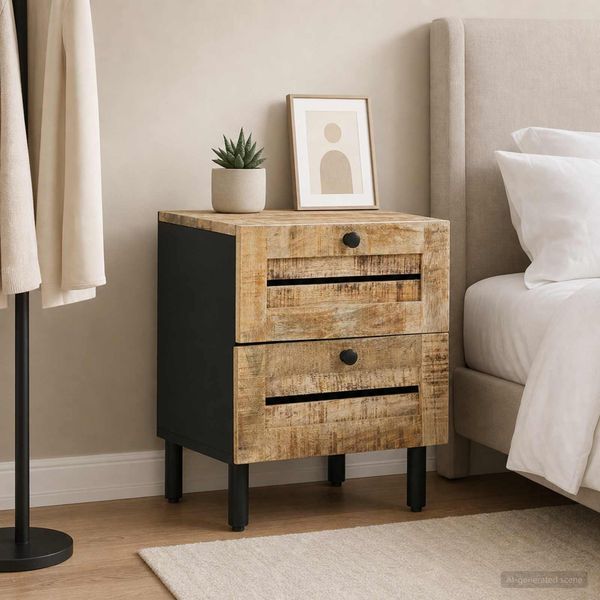 vidaXL Nachttisch Natur 40 x 33 x 46 cm Massivholz Mango 4018842
