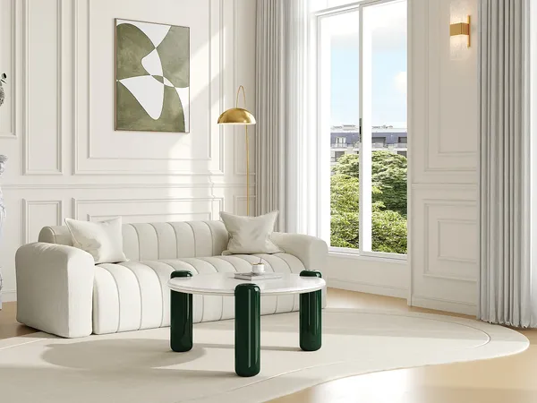 Vente-unique - NARODI Couchtisch Marmor Weiß - B 90 cm x H 40 cm x L 90 cm