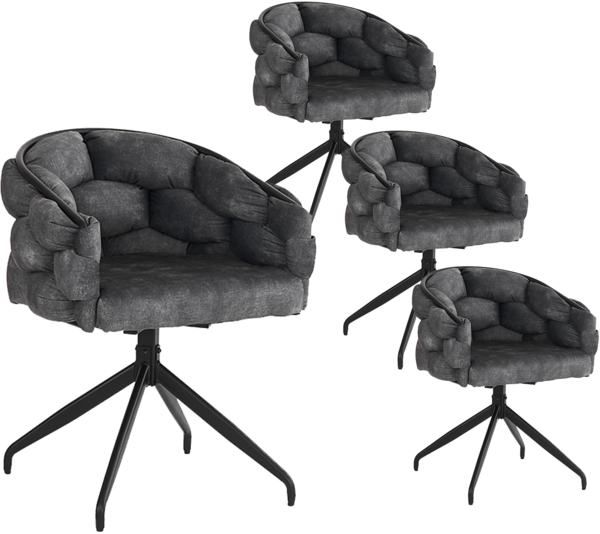 Merax Samtstühle(4 st), 4er-set Drehstuhl, 360° drehbar, Polsterstühle, Esszimmerstühle mit Rückenlehne, Ergonomischer Stuhl, Bubble Stühle, Grau