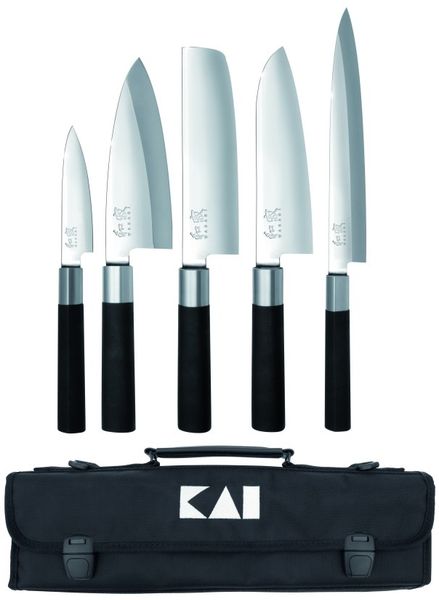 Kai Wasabi Black Messertasche mit 5 Messer, Messeraufbewahrung, Messeretui, DM-0781JP67