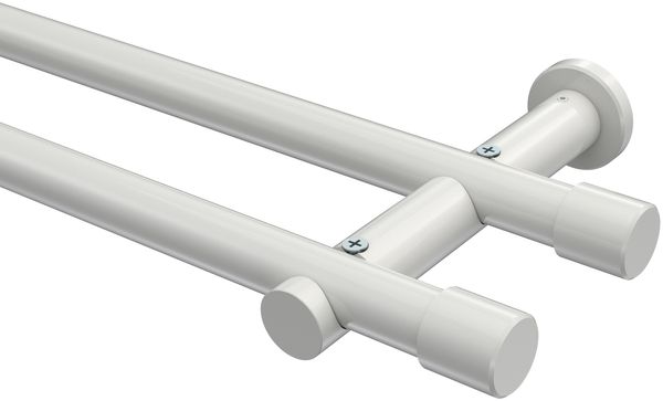 Gardinenstangen-Set Platon Santo 100 cm, 2-läufig (ohne Ringe), 20 mm Ø Weiß