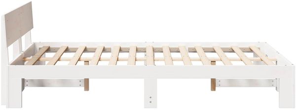 vidaXL Bettrahmen mit Kopfteil Weiß 120 x 200 cm Massives Kiefernholz 872654 Bild 4