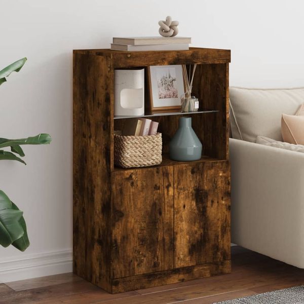 vidaXL Sideboard mit LED-Leuchten Räuchereiche 60,5x37x100 cm 836669