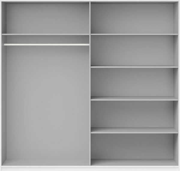 Kleiderschrank mit Spiegel BIRMINGHAM-83 in weiß mit Front in weiß Hochglanz, B/H/T: ca. 221/210/61 cm Bild 2