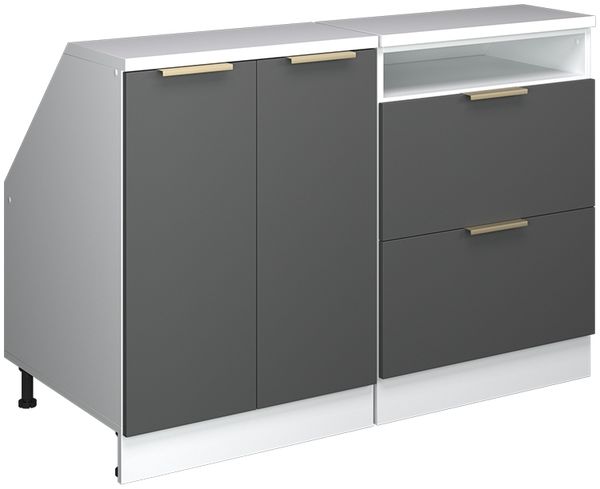 Küchenschrank für Dachschrägen R-Line Anthrazit-Gold 120 cm 2er Set Schrankkorpuss 60 cm Tiefe Vicco