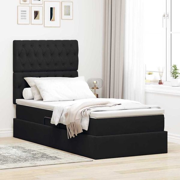 vidaXL Aufbewahrungsbett mit Matratze Schwarz 90 x 190 cm Samt 3372059