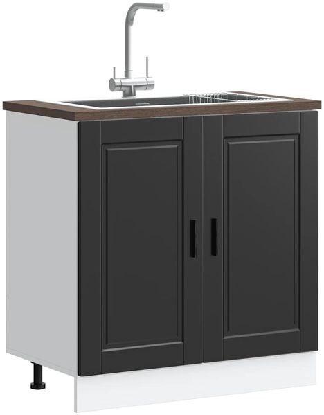 vidaXL Spülenunterschrank Porto Schwarz 80x46x81,5 cm Holzwerkstoff 853928
