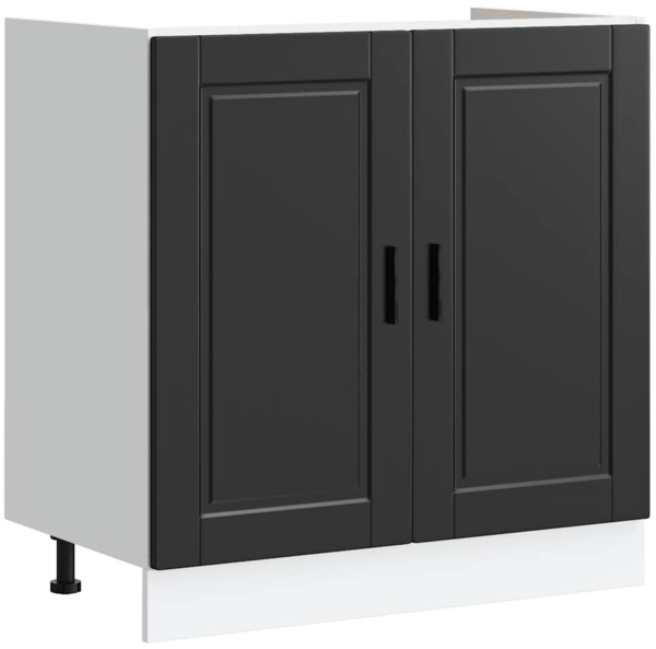 vidaXL Spülenunterschrank Porto Schwarz 80x46x81,5 cm Holzwerkstoff 853928