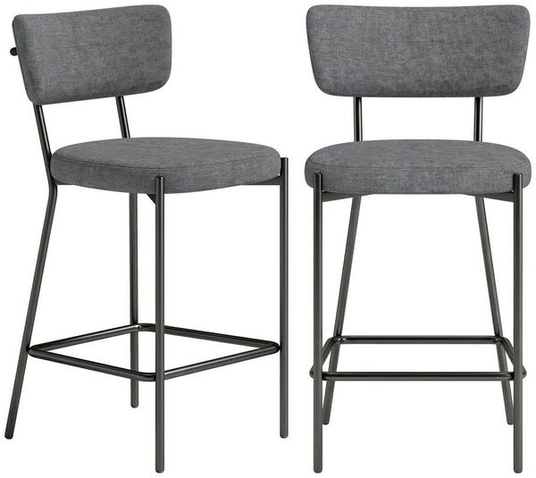 HOMCOM Barhocker Barstühle mit Fußstütze, geschwungener Rückenlehne (Tresenhocker, 2 St, Küchenstuhl), 63 cm Sitzhöhe für Küche, Esszimmer, Grau