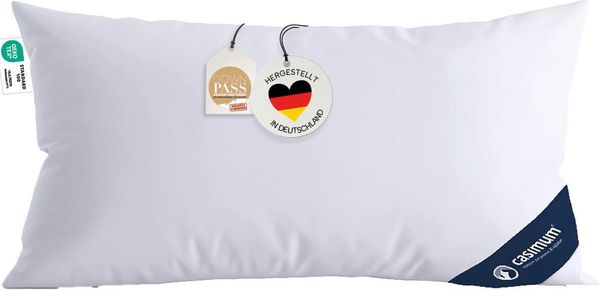 casimum 3-Kammer-Kopfkissen FIRST CLASS Daunenkissen 80x80, Kopfkissen 40x80, weich & stützend, Füllung: 100% Gänsedaunen, Klasse 1 (Außenkammer), Bezug: 100 % Baumwolle, Rückenschläfer, Seitenschläfer, hergestellt in Deutschland, für Allergiker geeign...