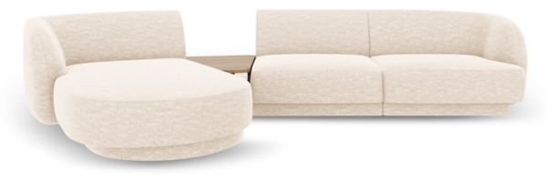 Micadoni Modulares Sofa Miley mit Recamiere 3-Sitzer Links Chenille Eden Elfenbein