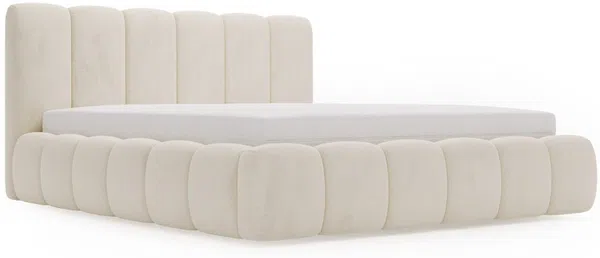 GRAINGOLD Cloud Bett 120x200, Polsterbett mit Bettkasten, Velvet-Stoff, mit Kopfteil, Beige Bild 2