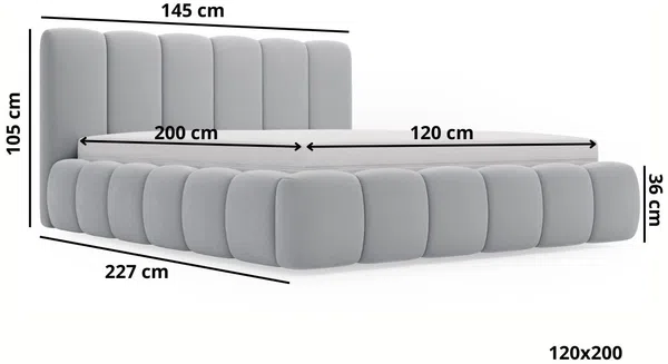 GRAINGOLD Cloud Bett 120x200, Polsterbett mit Bettkasten, Velvet-Stoff, mit Kopfteil, Beige Bild 7
