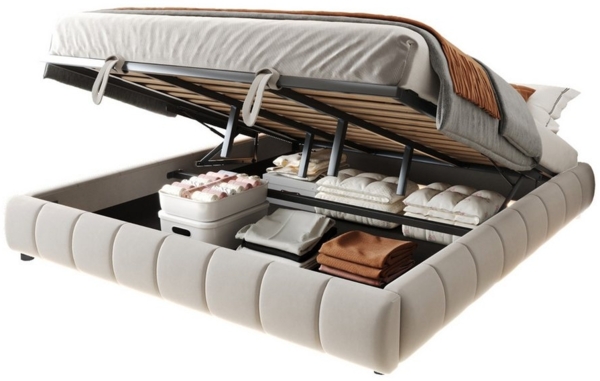 OKWISH Polsterbett Stauraumbett Kinderbett (Hydraulisches, ohne Kopfteil, mit LED-Licht & Stauraum, für moderne Schlafzimmer & Jugendzimmer 180x200 cm), Ohne Matratze Bild 5