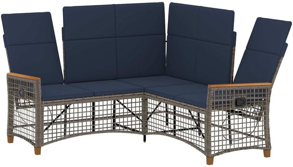 vidaXL Garten Liegesofa Set Grau und Marineblau 164 x 164 x 112 cm 42026827 Bild 4