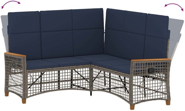vidaXL Garten Liegesofa Set Grau und Marineblau 164 x 164 x 112 cm 42026827 Bild 9