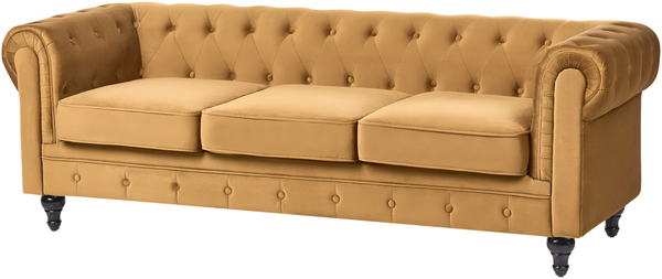 Sofa Set Samtstoff senfgelb 4-Sitzer CHESTERFIELD Bild 5