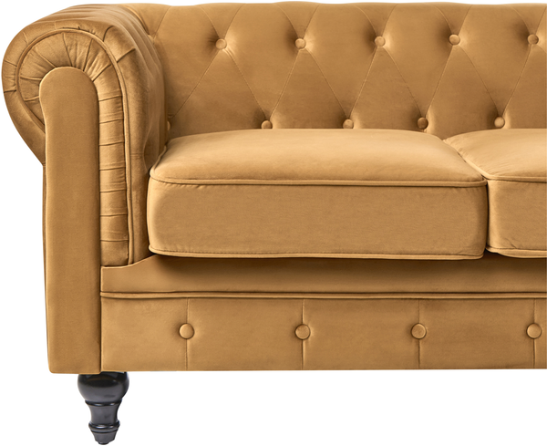 Sofa Set Samtstoff senfgelb 4-Sitzer CHESTERFIELD Bild 7