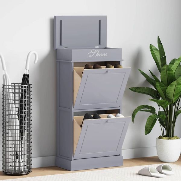 vidaXL Schuhschrank Grau 50 x 28 x 98 cm Paulownia Holz [284090]