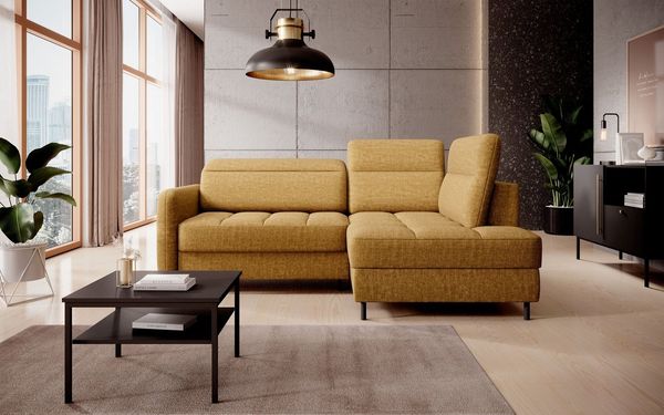 MOEBLO Ecksofa Rebis, Moderne Eckcouch Wohnlandschaft mit verstellbaren Kopfstützen, Schlaffunktion, Ottomane und Bettkasten, Eckgarnitur Polsterecke für Wohnzimmer, (BxHxT): 208 x 100 x 160 cm