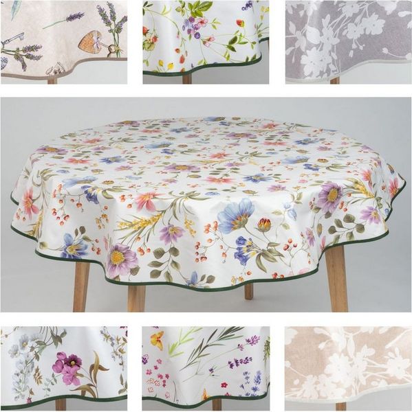 laro Tischdecke laro 140cm runde Wachstuchtischdecke mit Saum-Eingefasst