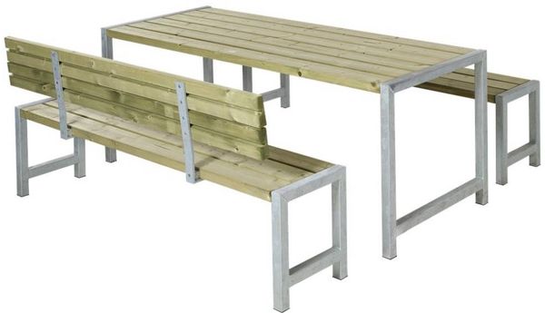 Plus Planken-Garnitur 3-teilig mit 1 Rückenlehne, Kiefer / Fichte