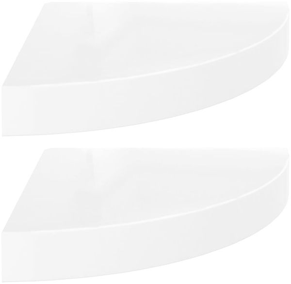 vidaXL Schwebende Eckregale 2 Stk. Hochglanz-Weiß 25x25x3,8 cm MDF 323887 Bild 2