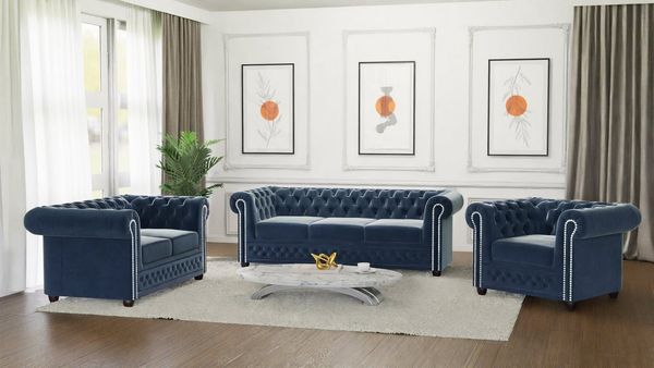 S-Style Möbel Polstergarnitur Chesterfield Lena mit Schlaffunktion 3+2+1 aus Samt-Stoff, Holzfüßen, (3-Sitzer-Sofa mit Schlaffunktion, 2-Sitzer-Sofa mit Schlaffunktion, Sessel), mit Wellenfederung