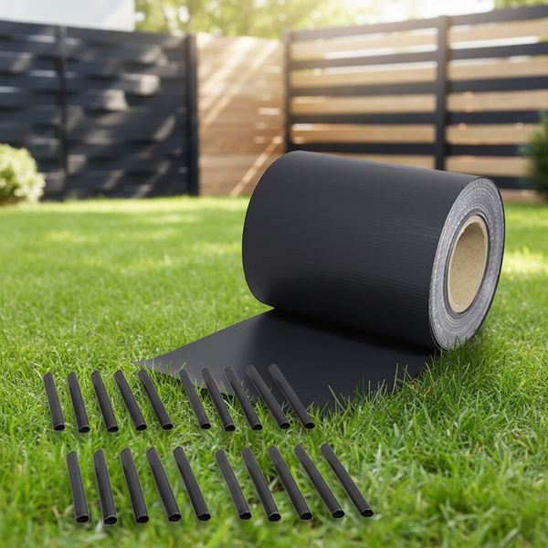 PVC Zaunfolie Sichtschutz Doppelstabmatten Anthrazit Rolle blickdicht Zaun 35M