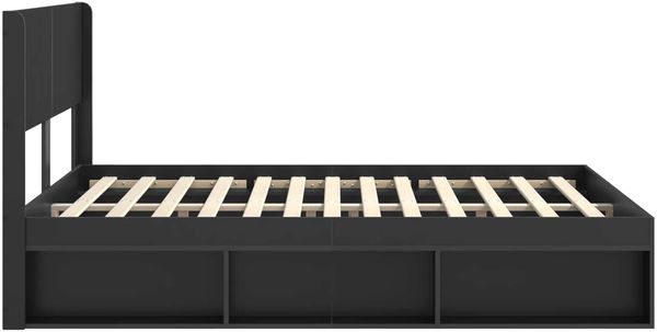 vidaXL Bettgestell mit Stauraum und Kopfteil Schwarz 120 x 200 cm 3414228 Bild 6
